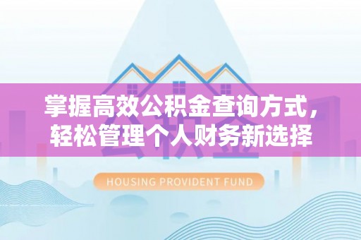 博望掌握高效公积金查询方式，轻松管理个人财务新选择
